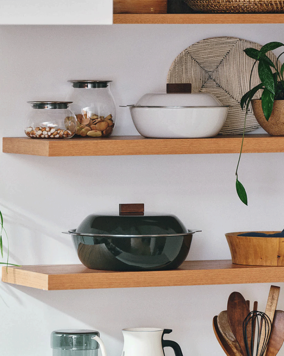 Kinto KAKOMI IH-Emaille-Topf 2L Holzkohle